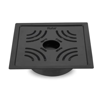 Ruhe Emerald Square Flat Cut Floor Drain in Black PVD Coating 6 x 6 Inches with Hole by Ruhe : Colours available: Black 3 1