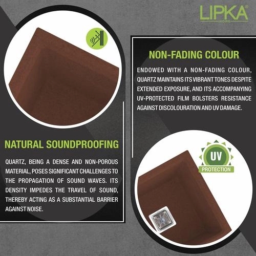 Lipka Choco Brown Quartz Double Bowl Kitchen Sink (45 x 20 x 9 Inches) 3