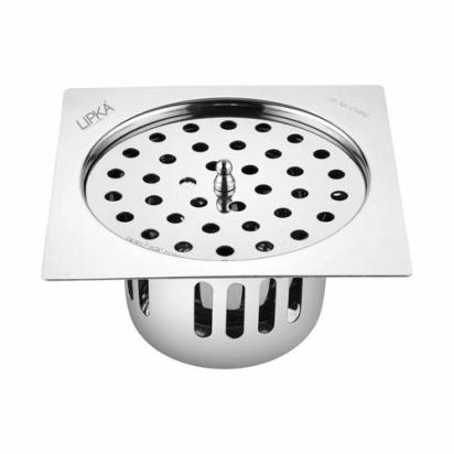 Lipka Square Flat Cut Floor Drain (5.5 x 5.5 Inches) with Lid and Cockroach Trap
