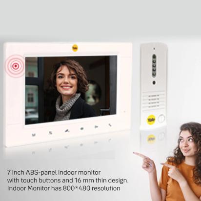 Yale JB 305 - E Video Door Phone with Two way communication, 7inch TFT LCD and Camera with Night Vision LEDs by Yale for Indoor, Outdoor : Colours available: White 9 4