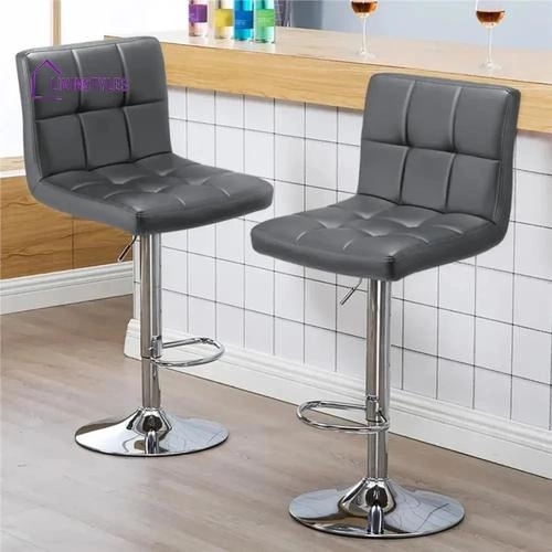 Livin Styles Gaurav Luxurious Leatherette Grey Bar Stool / Long Chair by Livinstyles : Colours available: Black 4 1