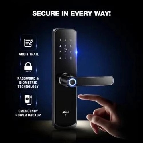 Ozone Smart Bluetooth Lock for Wooden & Metal Doors - OZ-FDL-04-Life-BL Std Black by Ozone : Colours available: Black 8 6