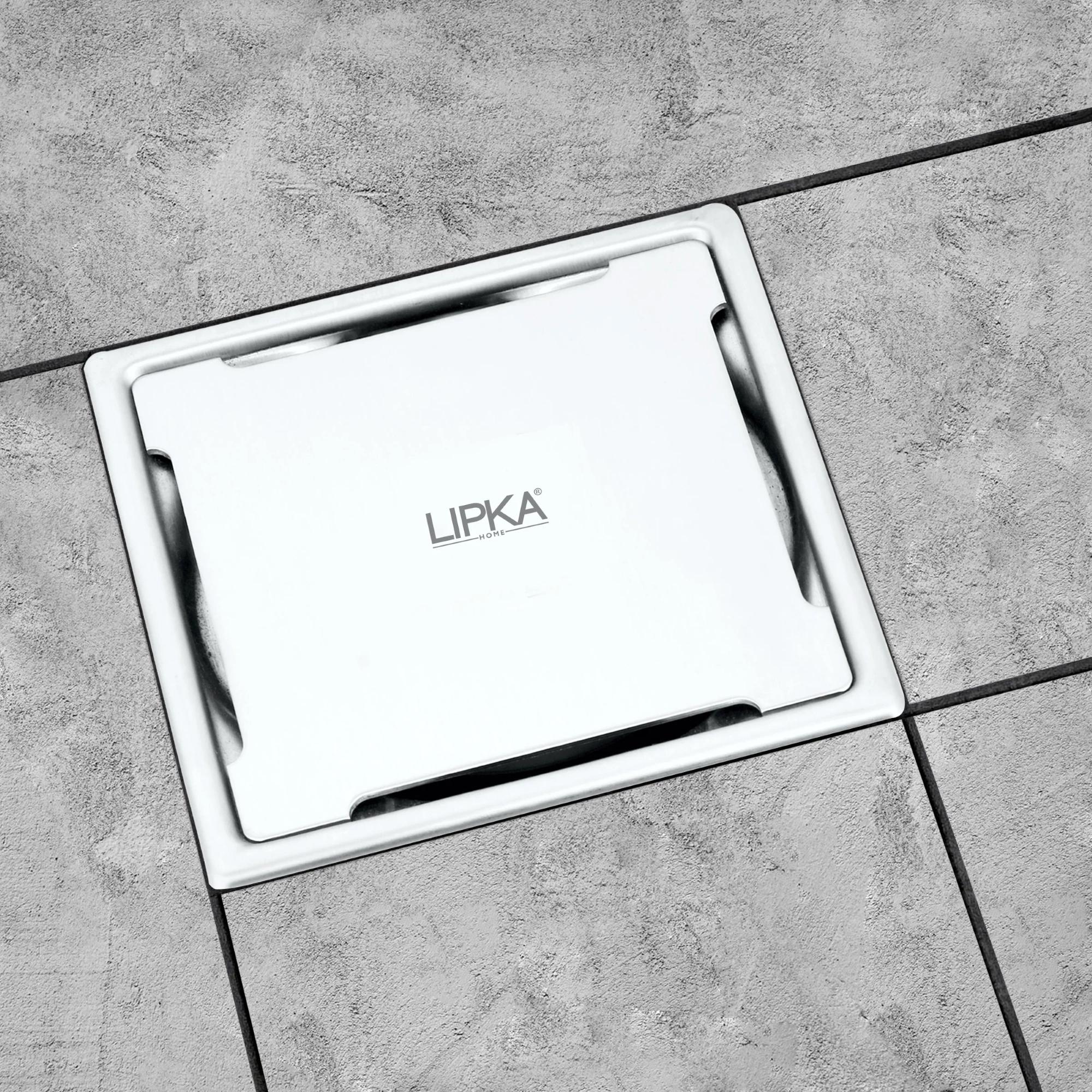 Lipka Yellow Exclusive Square Flat Cut Floor Drain (5 x 5 Inches) with Cockroach Trap - LIPKA