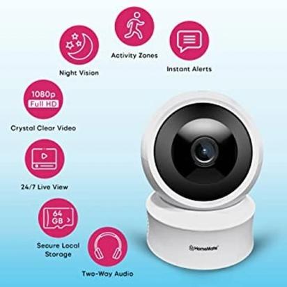 Homemate WiFi Smart Indoor PTZ Camera by Homemate : Colours available: White 2 4