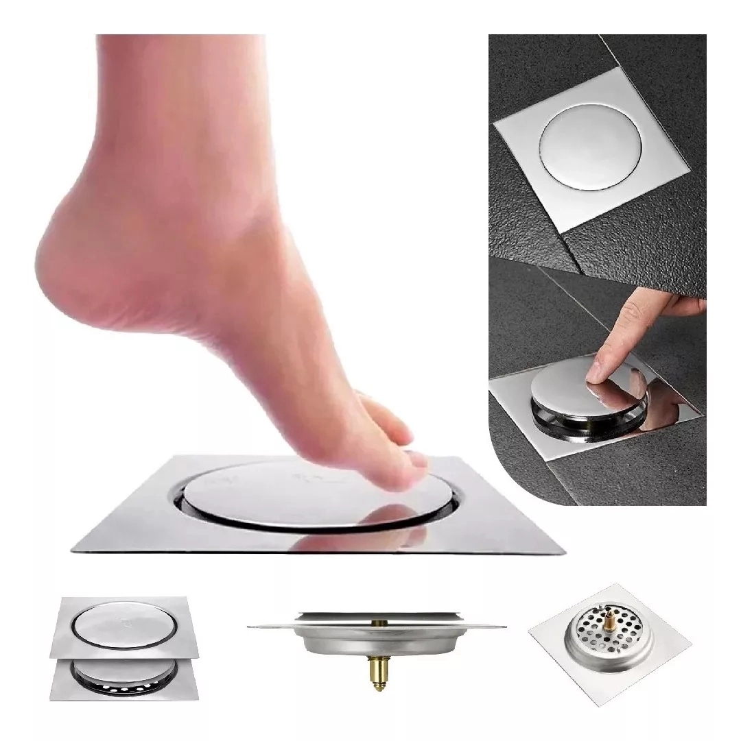 Aquieen 6x6 Inches Square Pop-Up Grating | SS304 Stainless Steel Floor Drain with Matte Finish | Shower Waste Water Drain | Bathroom and Kitchen Grating by Aquieen : Colours available: Chrome 3 3
