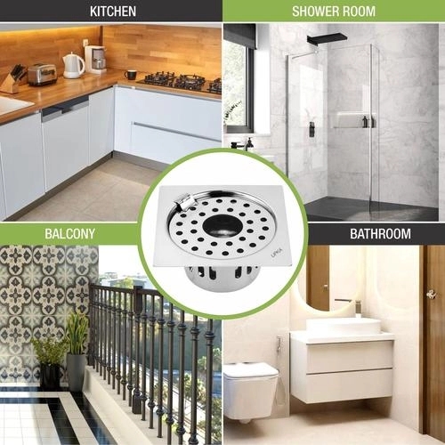 Lipka Square Flat Cut Floor Drain (6 x 6 Inches) with Hinge, Hole and Cockroach Trap 5