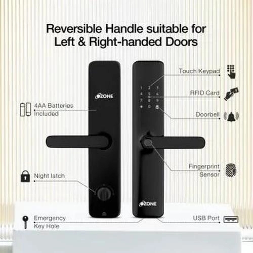 Ozone Smart Bluetooth External Lock for Wooden & Metal Doors - OFDL-IRIS-VDP-OL STD BLACK by Ozone : Colours available: Black 3 6