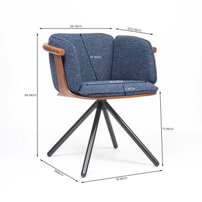 LivingShapes Toliver Plywood Dining Chair with metal by Living Shapes : Colours available: SteelBlue 4 3