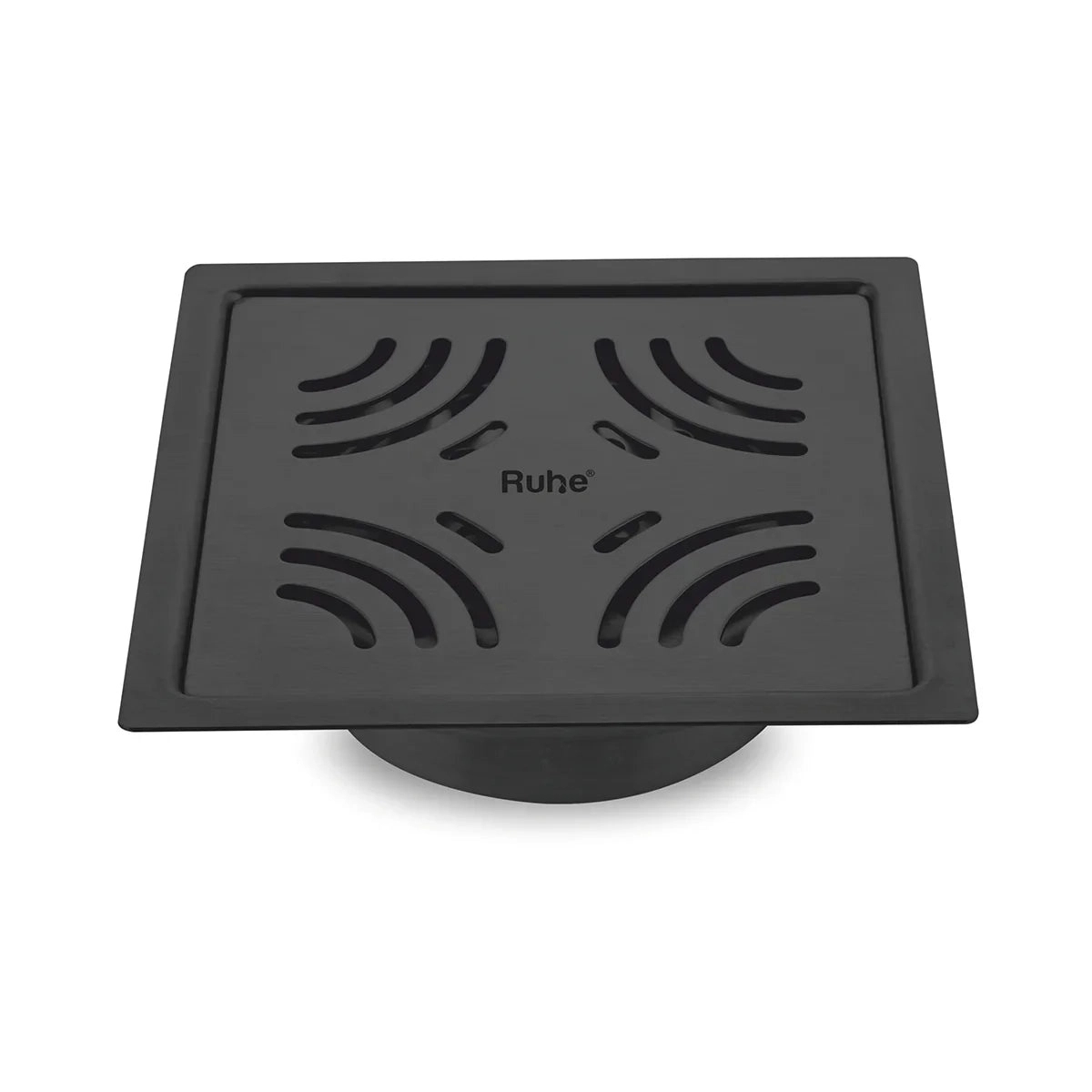 Ruhe Emerald Square Flat Cut Floor Drain in Black PVD Coating 5 x 5 Inches by Ruhe : Colours available: Black