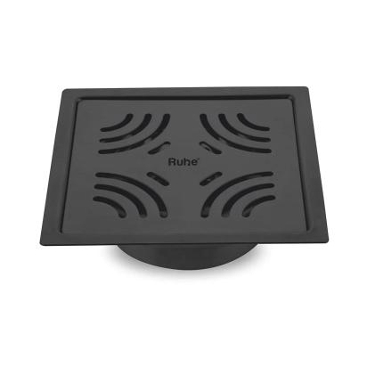 Ruhe Emerald Square Flat Cut Floor Drain in Black PVD Coating 5 x 5 Inches by Ruhe : Colours available: Black