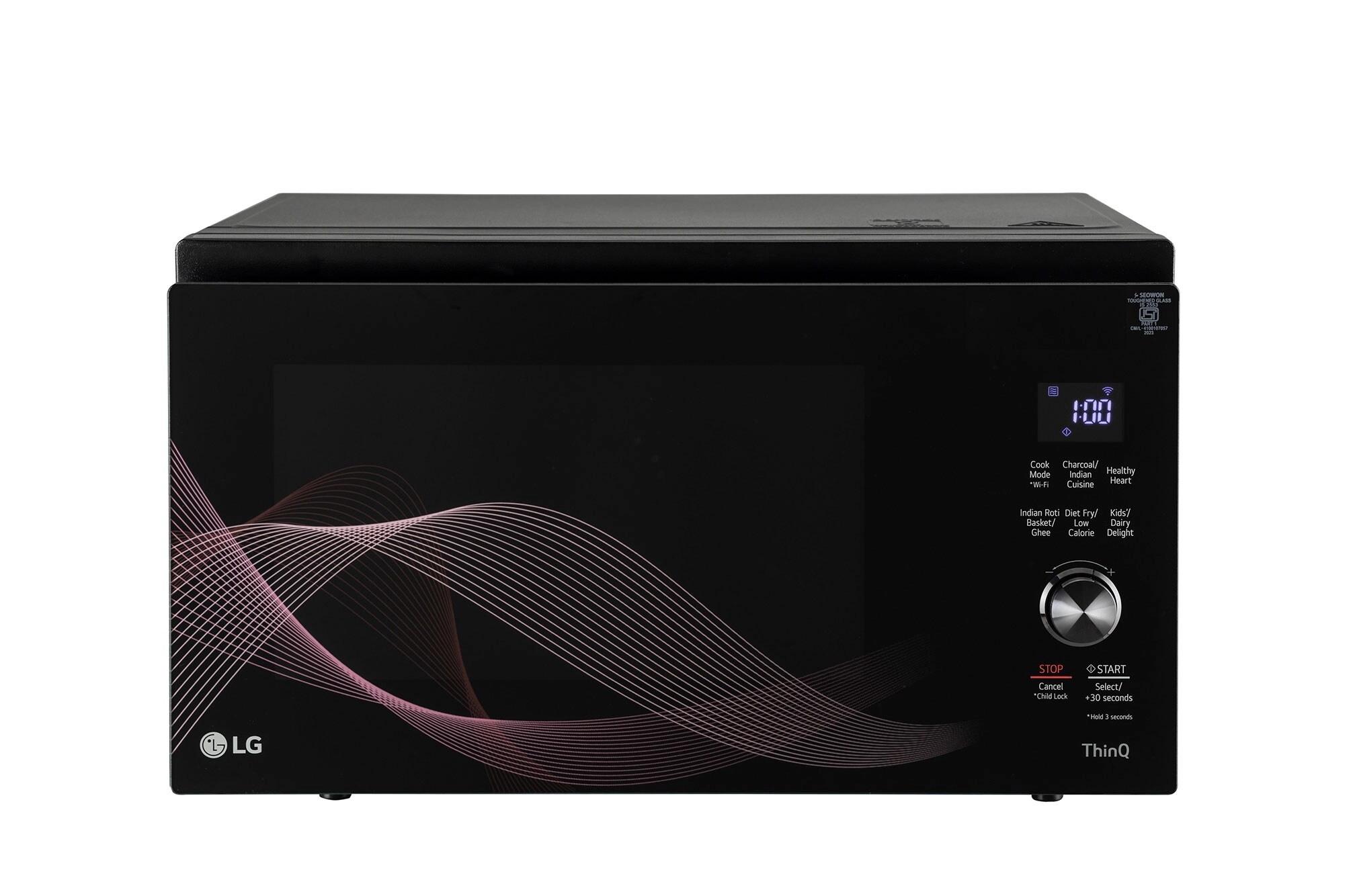 LG 32 L Charcoal Convection Microwave Oven with Scan-To-Cook, Diet Fry, Steam Chef, Motorised Rotisserie, Black