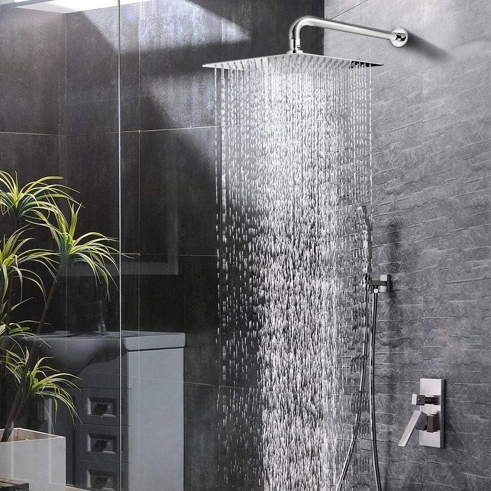 Aquieen 10x10 Inch Super Slim Square Overhead Shower (8mm) - Stainless Steel, Chrome Finish, Wall/Ceiling Mounted