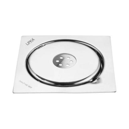 Lipka Gemini Square Floor Drain with Jali and Hole (5 x 5 Inches) with Hole