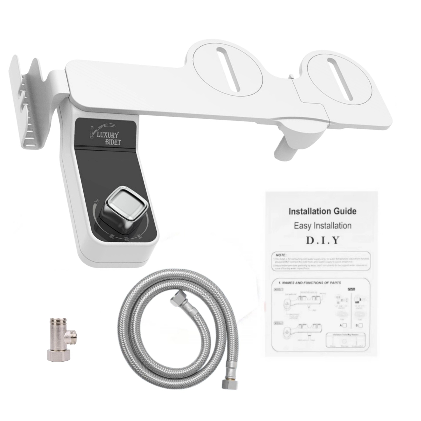 Aquieen ABS Dual Flow Toilet Bidet Spray Kit With Mobile Holder | High-Pressure Handheld Jet Spray For Western Toilets | Adjustable & Non-Electric by Aquieen : Colours available: White 6 6