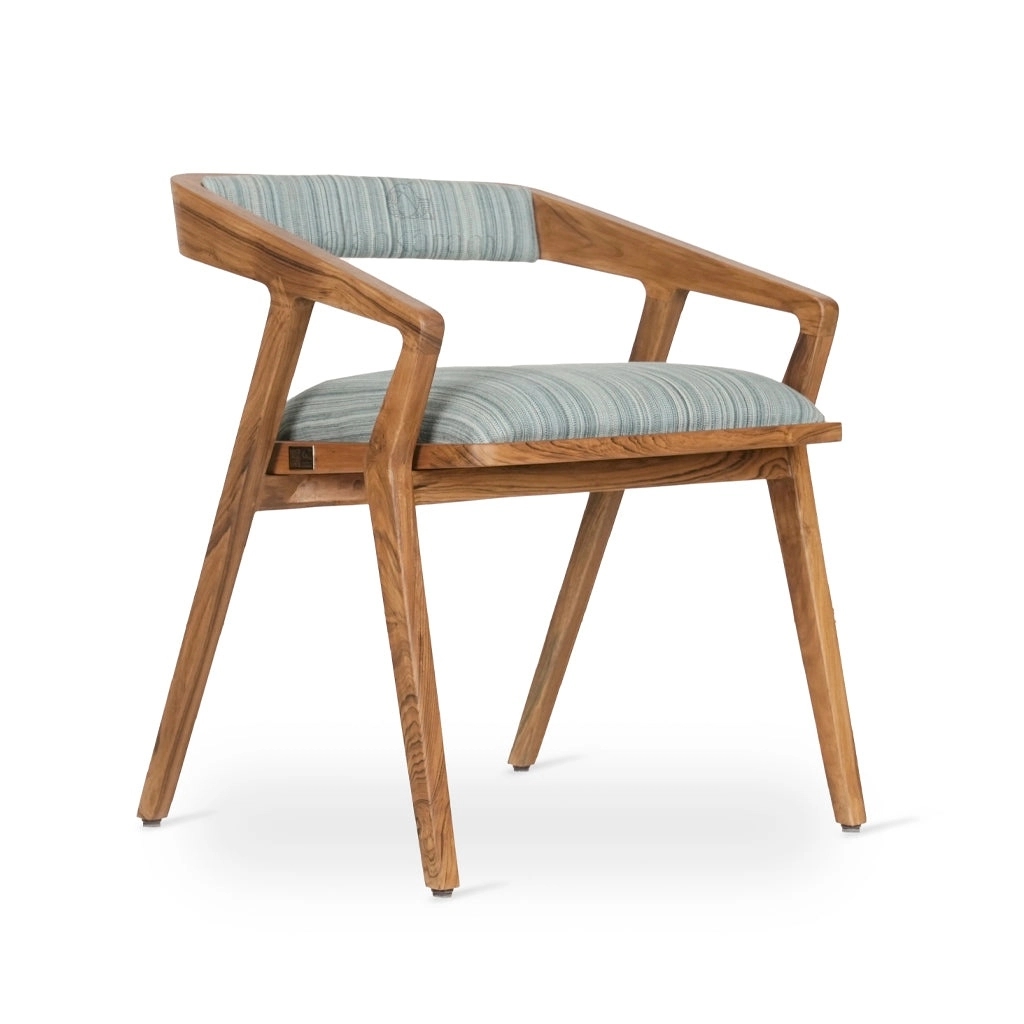 Alankaram Casilla - Teak Dining Chair Upholstered Back, Grey Fabric by Alankaram : Colours available: Brown, Grey