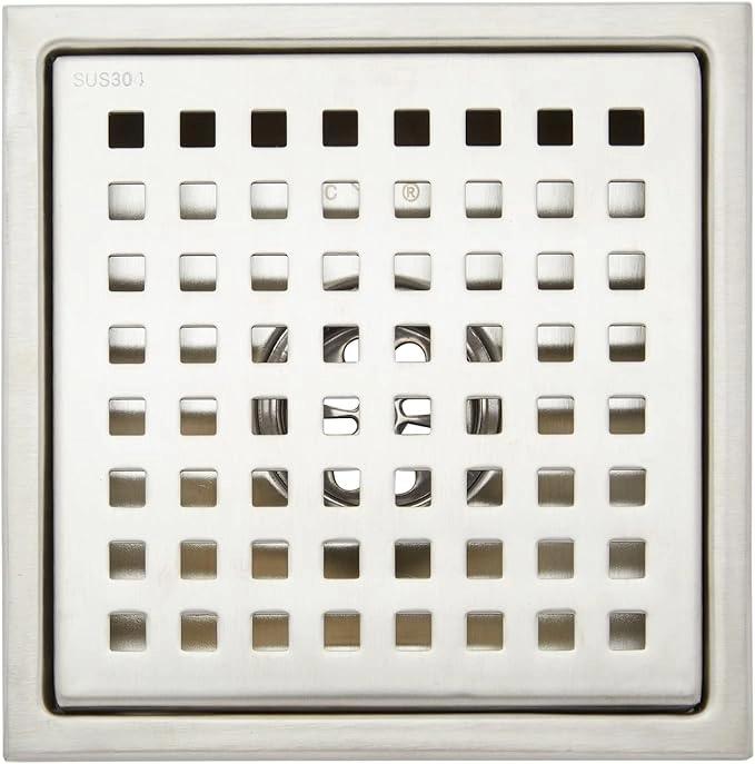 Aquieen 6x6 Inch Floor Grating / Drainer In Matte Finish | Arossa Design & SS304 Drainer | Anti-Clog & Drain Cover & Kitchen