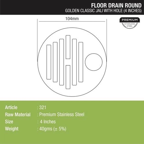 Lipka Golden Classic Jali Round Floor Drain with Hole (4 inches) 1
