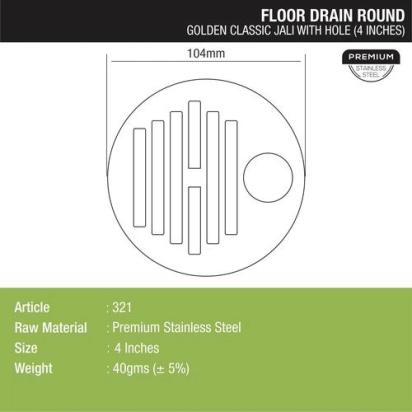 Lipka Golden Classic Jali Round Floor Drain with Hole (4 inches) 1
