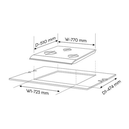 Glen 3 Burner Glass Hob Top Triple Ring Burner Total Brass Burners Auto Ignition (1073XLCIHTTTRMG) 1