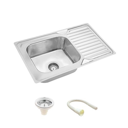 Lipka Square Single Bowl 304-Grade Kitchen Sink with Drainboard (32 x 20 x 8 Inches) 1