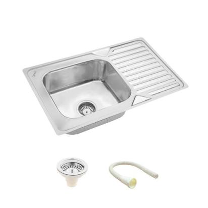 Lipka Square Single Bowl 304-Grade Kitchen Sink with Drainboard (32 x 20 x 8 Inches) 1