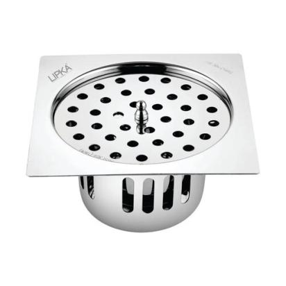 Lipka Square Flat Cut Floor Drain (6 x 6 Inches) with Lid and Cockroach Trap