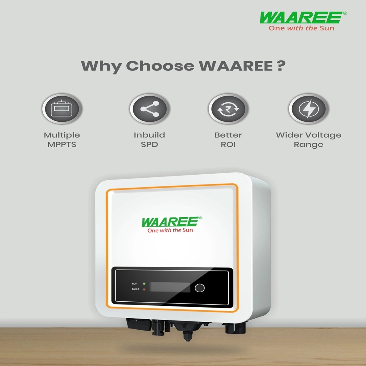 Waaree 3kW Single Phase Solar On Grid Inverter by Waaree : Colours available: White 5 3