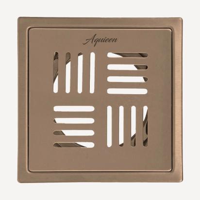 Aquieen 5x5 Inch Floor Grating / Drainer in Brushed Rose Gold Finish | SS304 Drainer with PVD Coating | Anti-Clog & Drain Cover, Kitchen & Shower Areas by Aquieen : Colours available: Gold