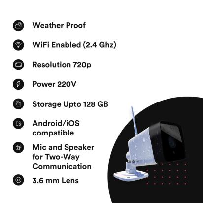Zunpulse Smart Camera by Zunpulse for Indoor, Outdoor : Colours available: White 4 4