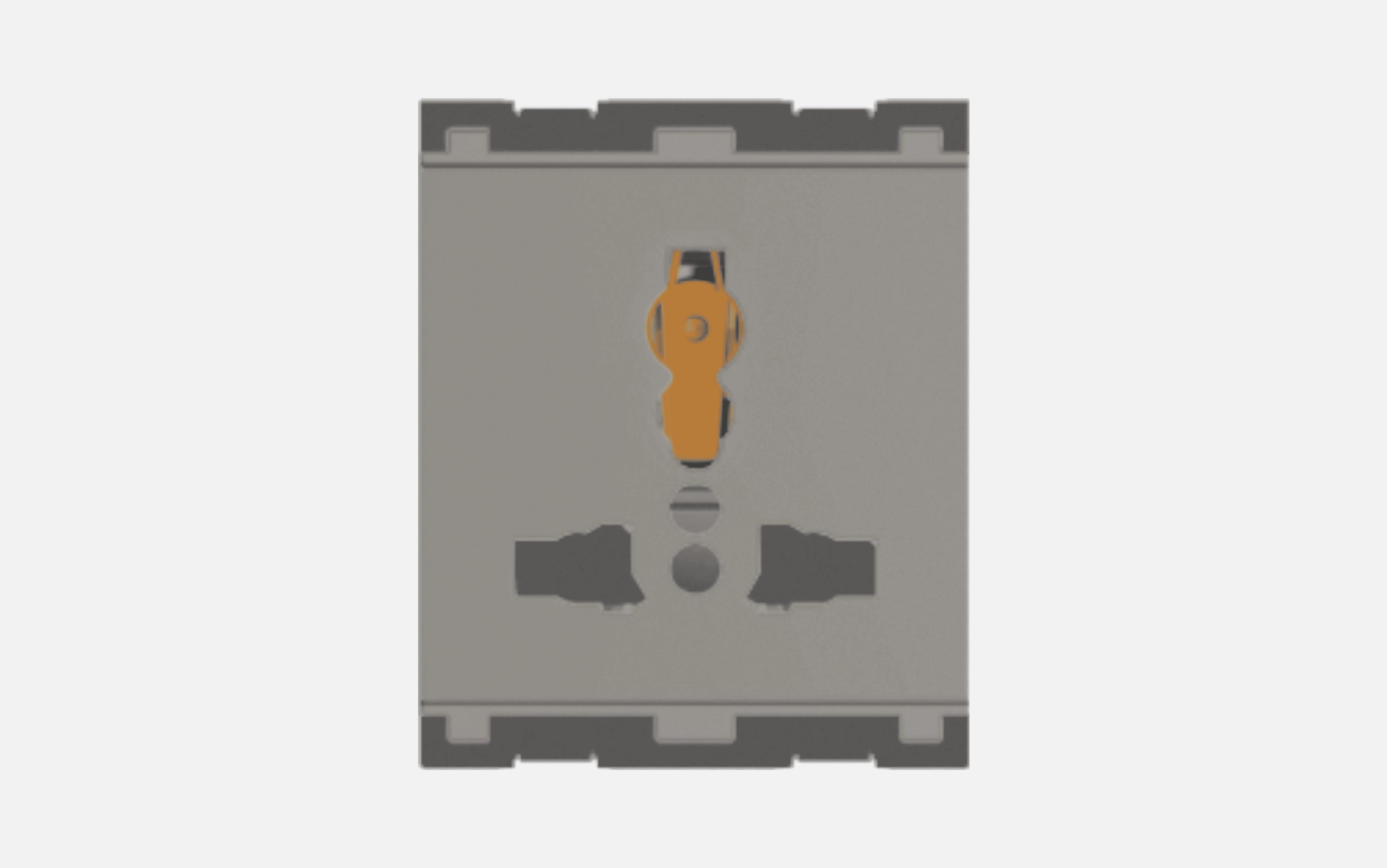 Norisys Quartz Gray Socket 13A International Multi socket Shuttered - 2 Module