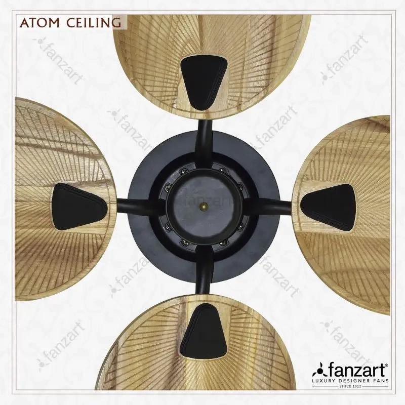 Fanzart Atom Ceiling Mount- 34″ Tropical Fan with 4 x Natural Wooden Blades, Optional Remote Integration 3