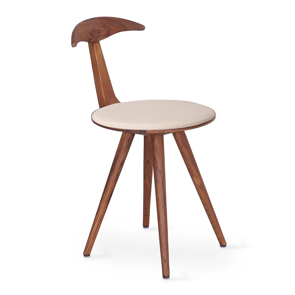 Alankaram Pratinu - Teak Dining Chair, Upholstered Seat by Alankaram : Colours available: Brown, Tan