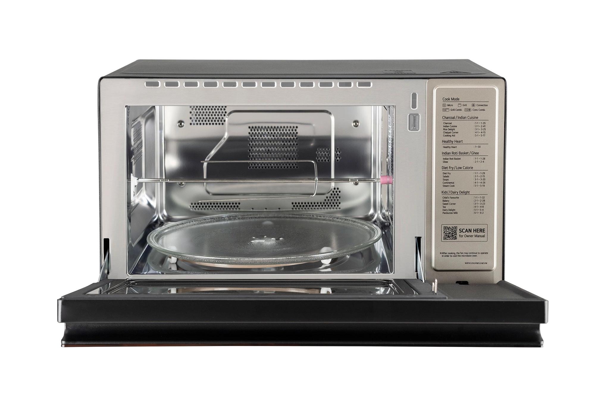 LG 32 L Charcoal Convection Microwave Oven with Scan-To-Cook, Diet Fry, Steam Chef, Motorised Rotisserie, Black 4