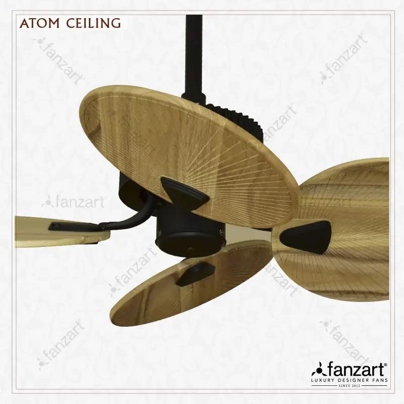 Fanzart Atom Ceiling Mount- 34″ Tropical Fan with 4 x Natural Wooden Blades, Optional Remote Integration 1