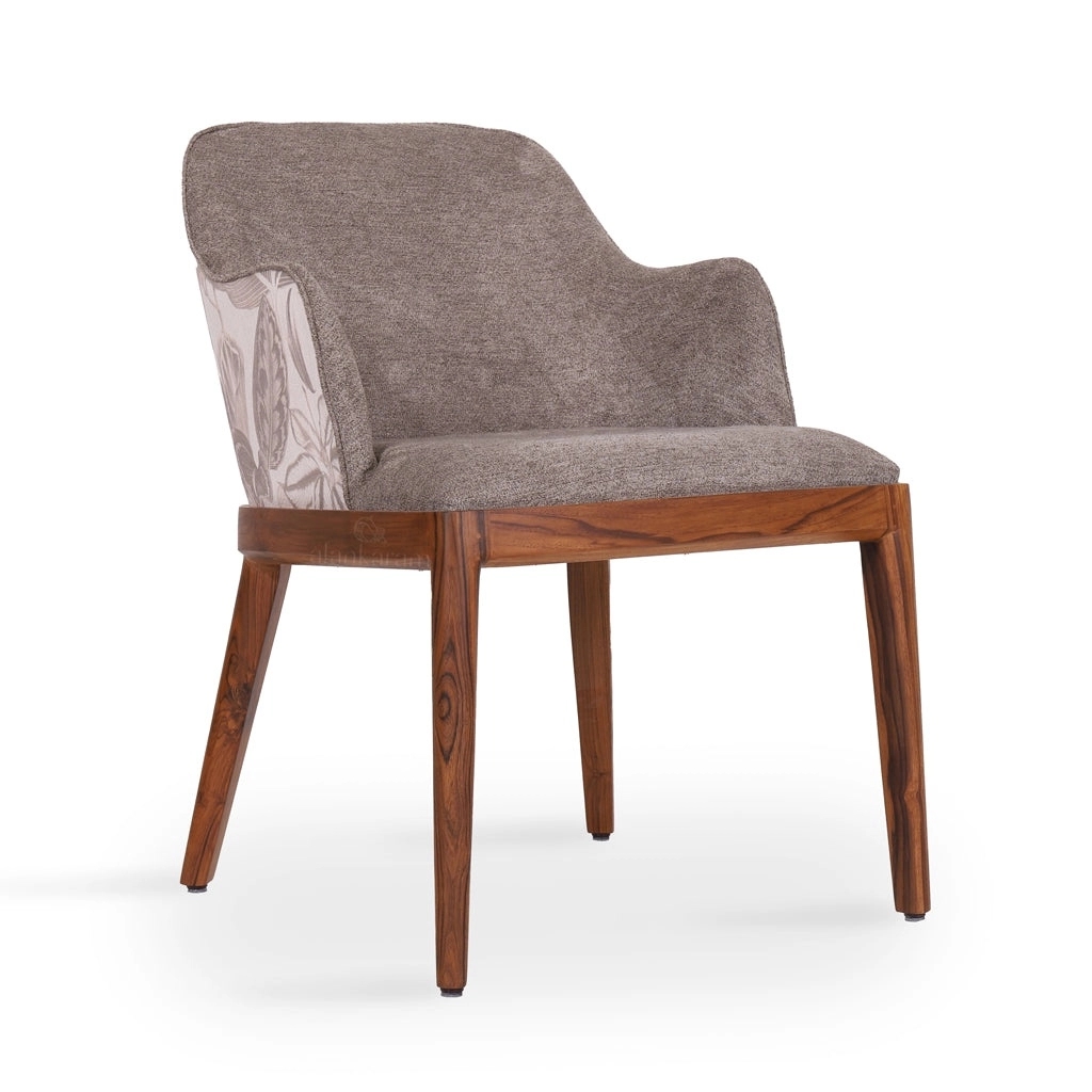 Alankaram Ozlu - Teak Dining Chair, Smoky Cream Fabric by Alankaram : Colours available: BlushGoldPVD