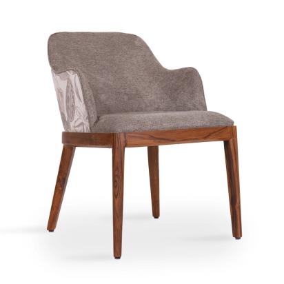 Alankaram Ozlu - Teak Dining Chair, Smoky Cream Fabric by Alankaram : Colours available: BlushGoldPVD