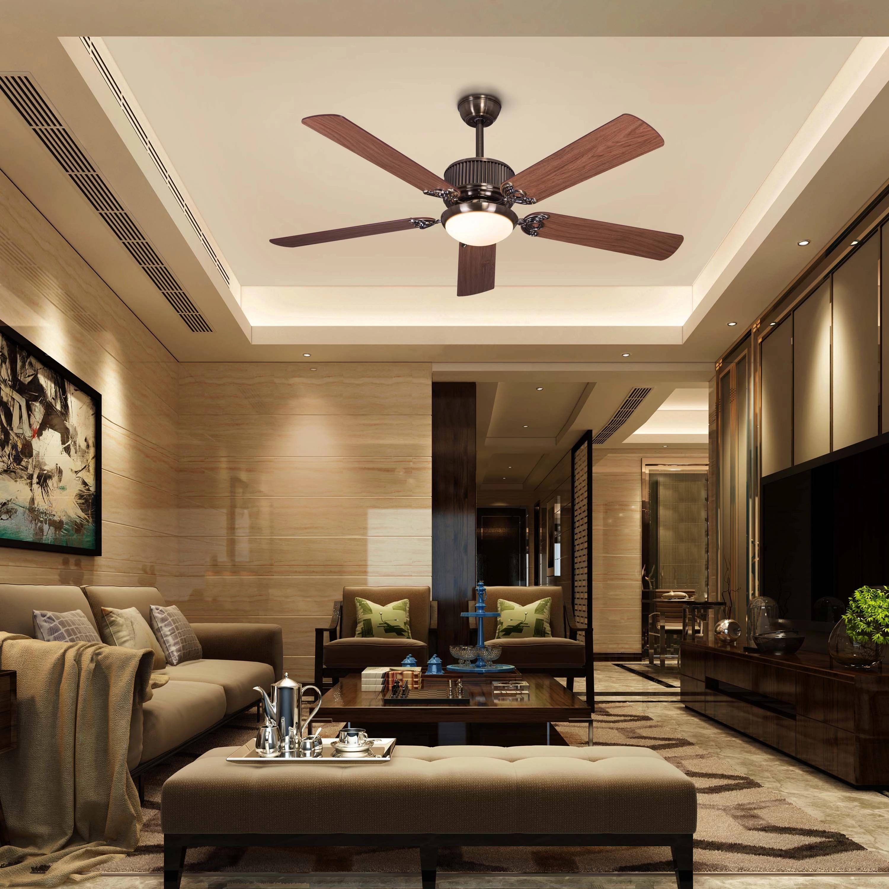 The WhiteTeak An Upgrade (142 cm Span, Antique Bronze Finish Metal Body, Walnut Finish MDF Blades) Dimmable LED With Remote Control Ceiling Fan 1