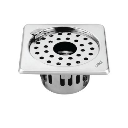 Lipka Square Floor Drain (5 x 5 Inches) with Hinge, Hole and Cockroach Trap