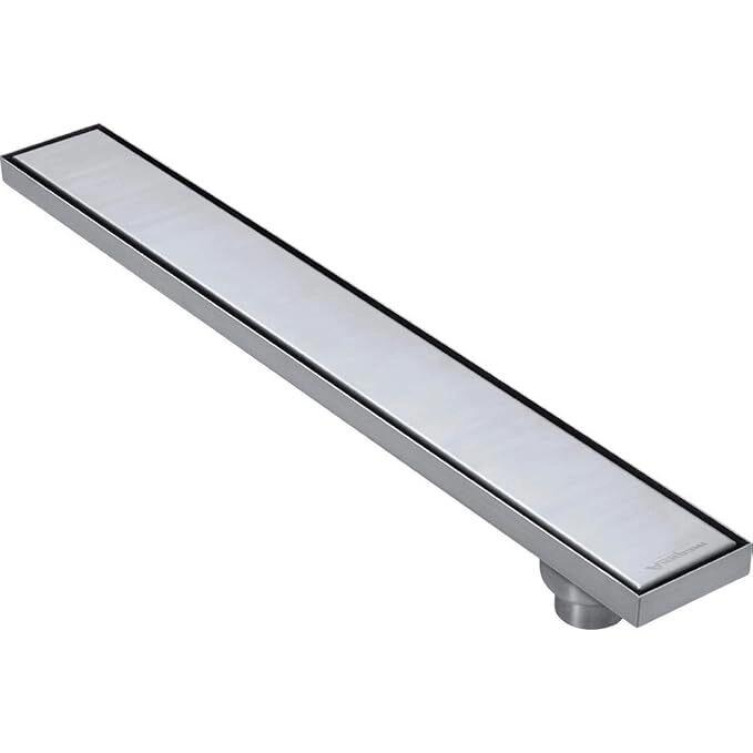 Aquieen 4x18 Inch Tile/Marble Insert Floor Grating / Drainer with Side Hole & Anti-Foul Cockroach Trap | SS304 Drainer with Matte Finish | Tile Drainer 1