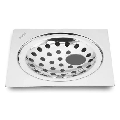 Ruhe Square Neon Floor Drain Square Flat Cut 5 x 5 Inches With Hole by Ruhe : Colours available: Silver