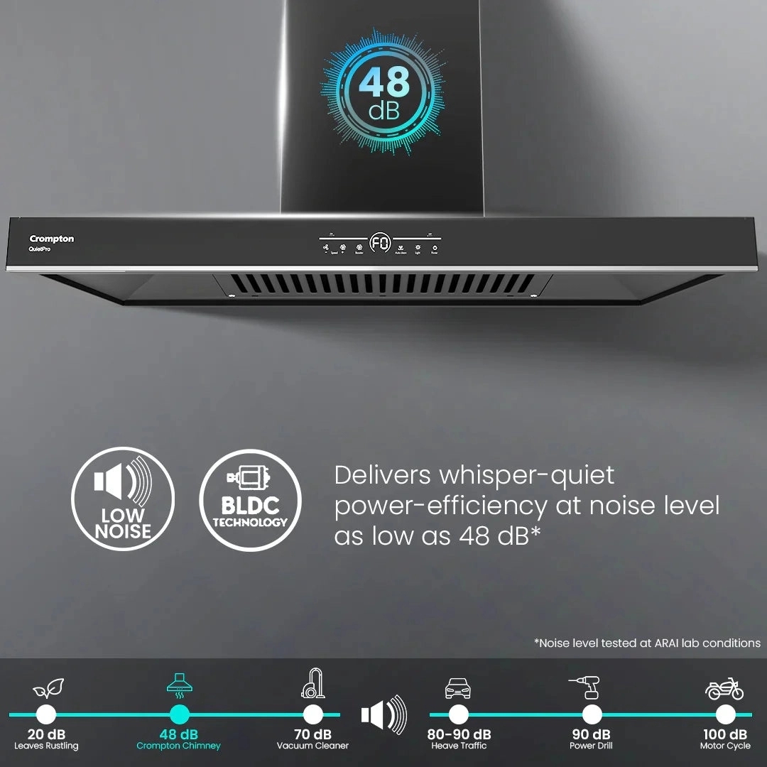 Crompton QuietPro Filterless Chimney With BLDC Motor by Crompton : Colours available: Black 1 2