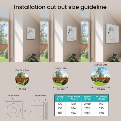 Crompton Briskair Neo Exhaust Fan - 280 CMH by Crompton : Colours available: White 4 4