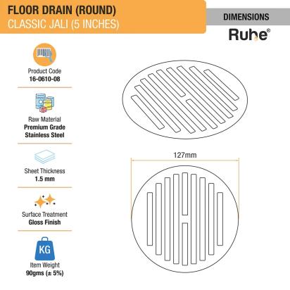 Ruhe Classic Round Jali Floor Drain 5 inches - Pack of 2 by Ruhe : Colours available: Silver 2 1