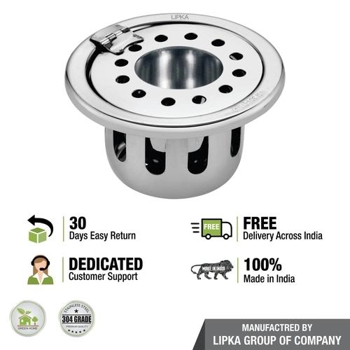 Lipka Round Floor Drain (4 inches) with Hinge, Hole & Cockroach Trap 3