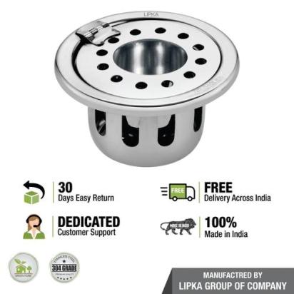 Lipka Round Floor Drain (4 inches) with Hinge, Hole & Cockroach Trap 3