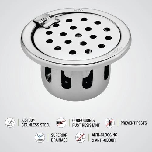 Lipka Round Floor Drain (5 inches) with Hinge & Cockroach Trap 2