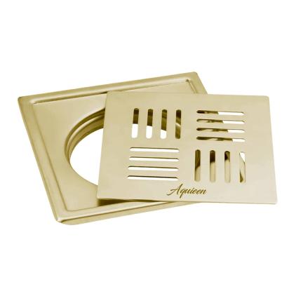 Aquieen 5x5 Inch Floor Grating / Drainer in Brushed Gold Finish | SS304 Drainer with PVD Coating | Anti-Clog & Drain Cover, Kitchen & Shower Areas by Aquieen : Colours available: Gold 1 3