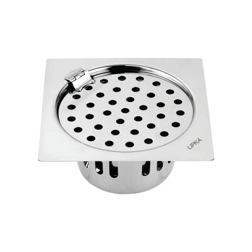 Lipka Square Flat Cut Floor Drain (5 x 5 Inches) with Hinge and Cockroach Trap