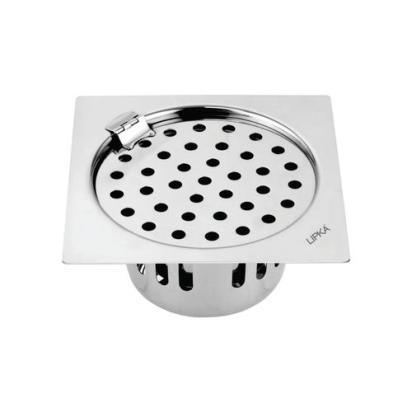 Lipka Square Flat Cut Floor Drain (5 x 5 Inches) with Hinge and Cockroach Trap