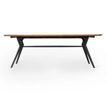 Alankaram Fusi - Six Seater Teak Dining Table, Brass Inlay on Top by Alankaram : Colours available: Brown 3 1
